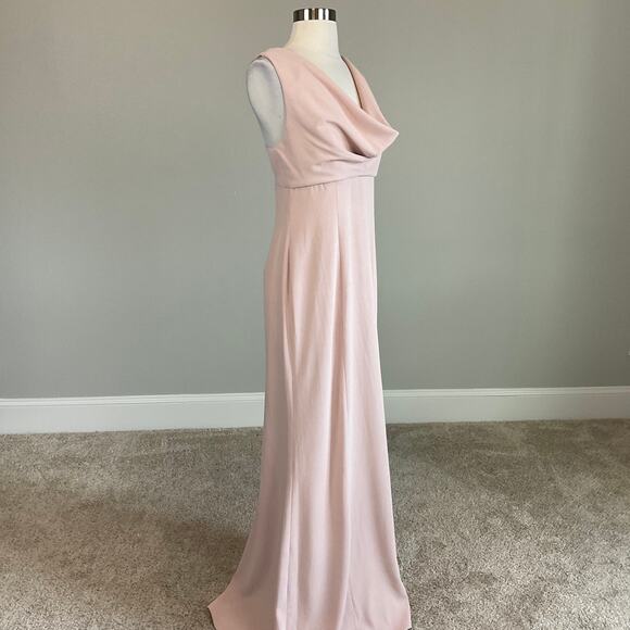 Adrianna Papell Backless Evening Gown Pink Size 10 Sleeveless Cowl Neck A-Line - Picture 3 of 12